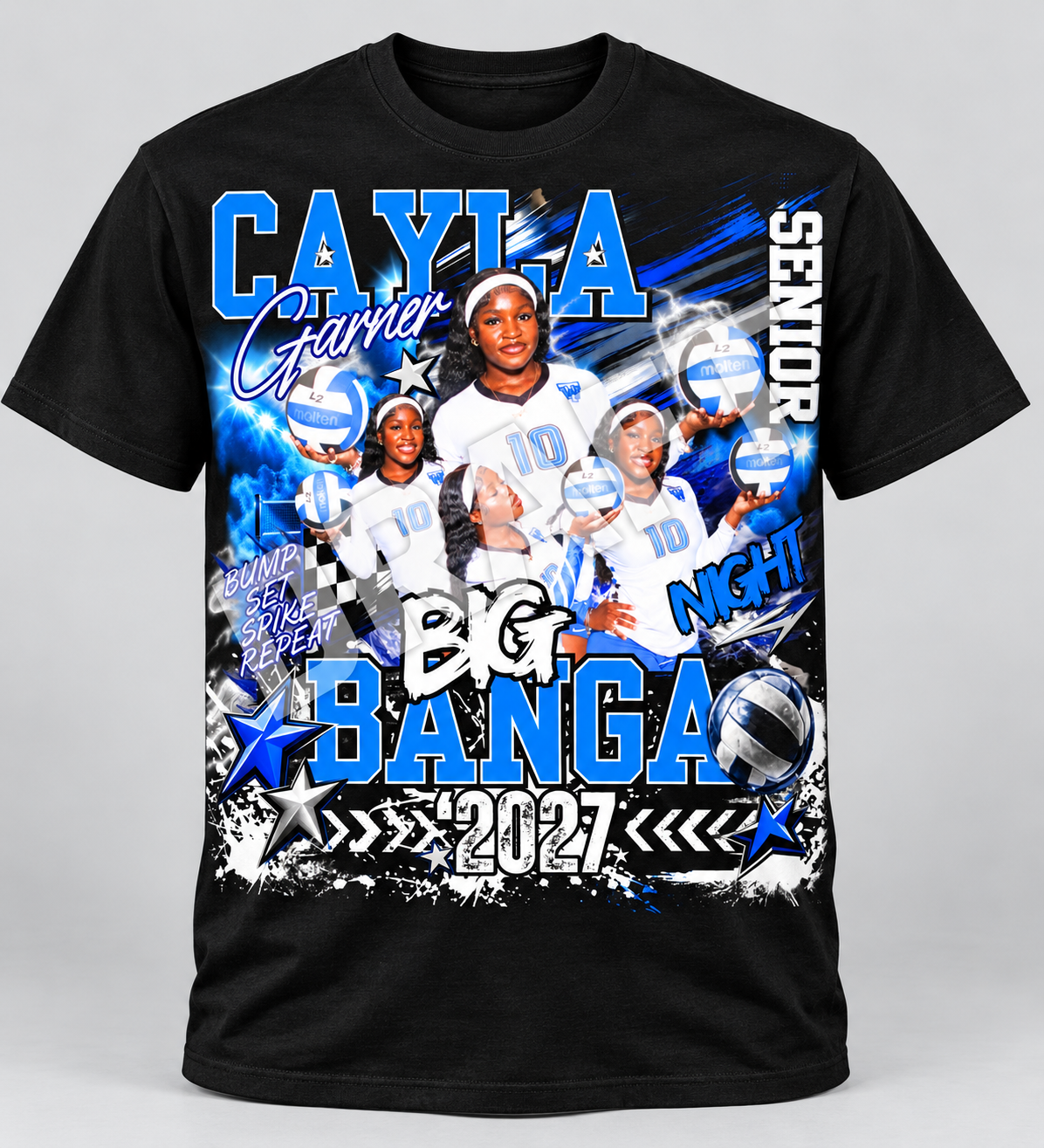Cayla Garner Senior Night Volleyball Shirt – Personalized Back