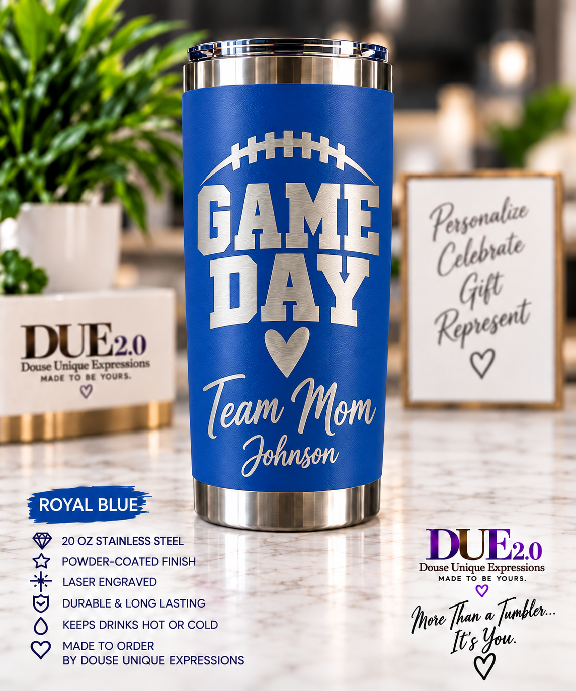 Personalized 20 oz Laser Engraved Tumbler | Custom Name, Logo, Team or Gift