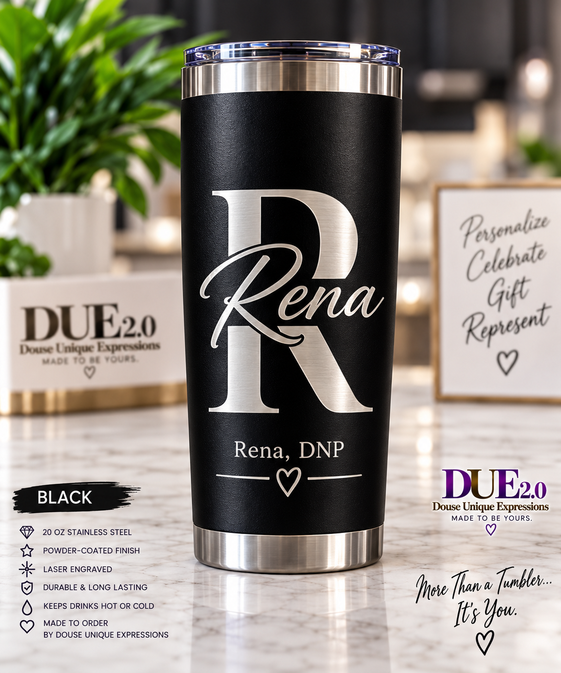 Personalized 20 oz Laser Engraved Tumbler | Custom Name, Logo, Team or Gift